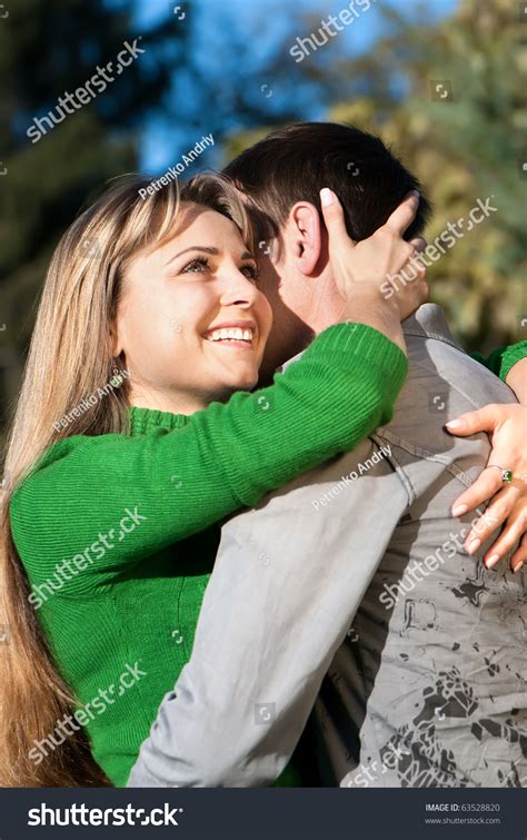 Beautiful Mature Woman Hugging Her Husband Stock Photo 63528820