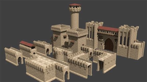 3d Asset Castle Walls Collection Cgtrader