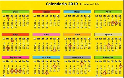 Calendario 2020 Feriados Chile Calendario 2019