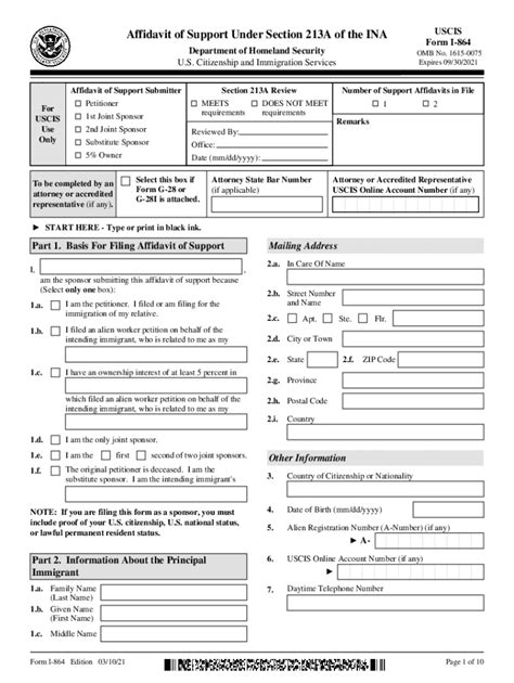2021 Form Uscis I 864 Fill Online Printable Fillable Blank Pdffiller