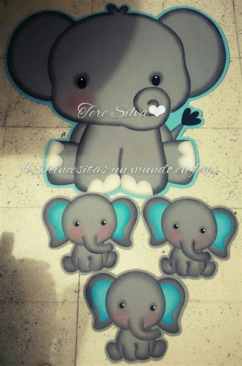 Baby Shower Selva Elefante En Goma Eva Elefantes Decorativos
