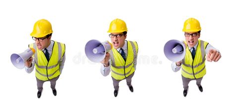 The Angry Construction Supervisor Isolated On White Stock Photo Image