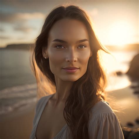 free image portrait of a beautiful swedish woman walking at the sea premium free ai generated