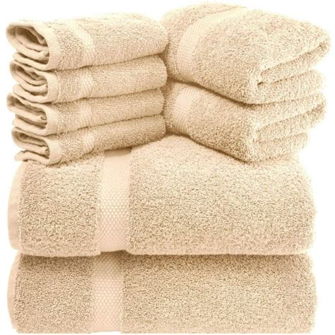 Luxury Beige Bath Towel Set Hotel Soft Cotton 2bath 2hand 4wash