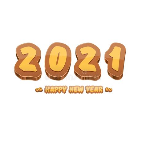 Cartoon 2021 Happy New Year Label Or Greeting Card With Colorful
