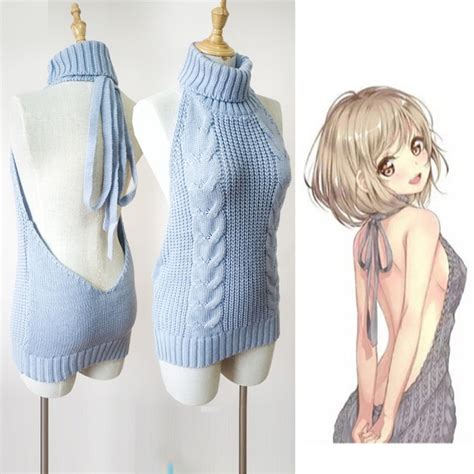 super sexy virgin killer sweater japanese anime cosplay backless tuetleneck sleeveless pullover