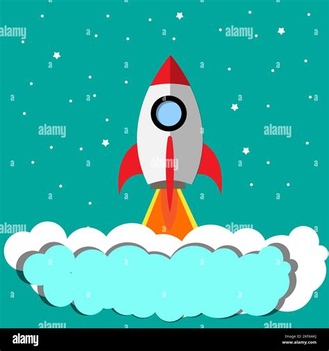Rocket Launch Ship Start Up Illustration Concept Of New Business