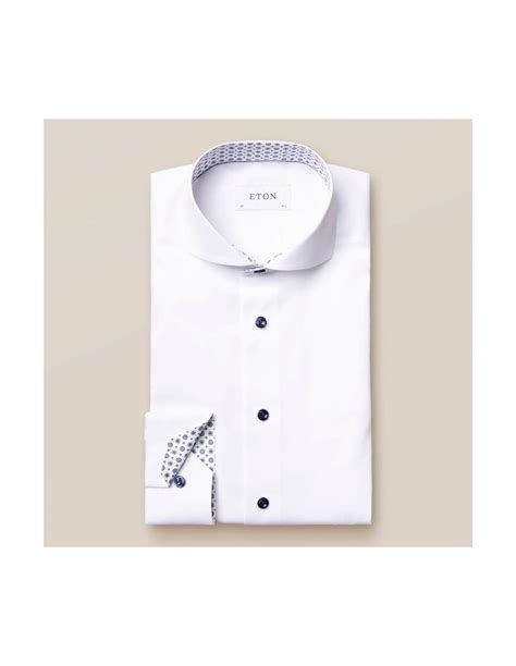 Eton Signature Twill Shirt Slim Fit Contrast White