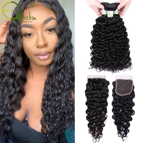 Sterly Water Wave Bundles With Closure Remy Human Hair Bundles With Closure Brazilian Hair Weave