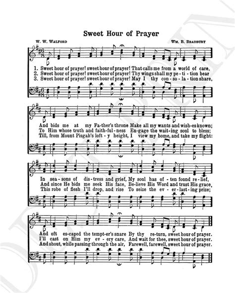 Sweet Hour Of Prayer Hymn Lyrics Sheet Music Art Hymn Art Hymnal Sheet