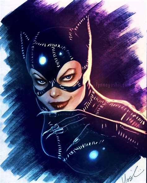 A Drawing Of A Catwoman With Glowing Eyes