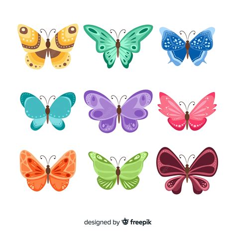 Premium Vector Flat Butterfly Collection