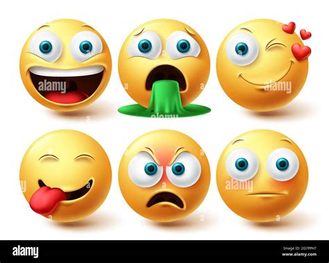 Emoji Smileys Vector Set Smileys Emoticon Happy Winking And Angry