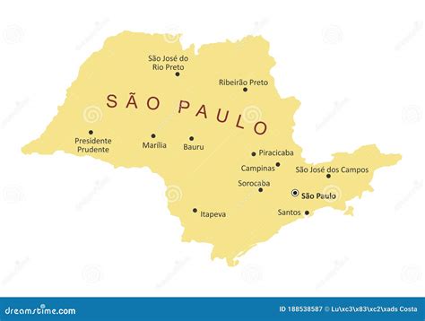 Sao Paulo State Cities Map Stock Illustration Illustration Of Brazil