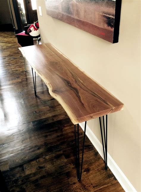 Custom Made Live Edge Black Walnut Console Table Natural Wood Table