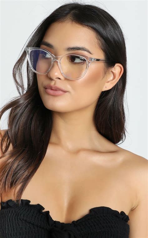 quay x chrissy all nighter blue light glasses in clear showpo