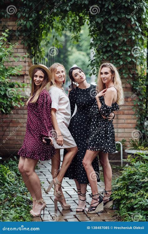 Four Beautiful Girls Are Photographed Stock Image Image Of Laugh