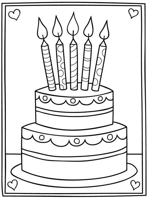 Actually, birthday cake is a frosted cake with lit candles and presented for a birthday celebration. Cartoon Birthday Cake Digi Stamp in 2020 (With images ...