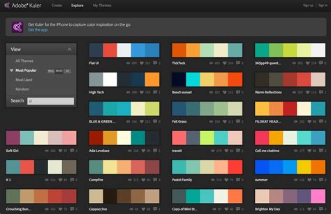 Adobe Kuler Website Color Palette Web App Design Color