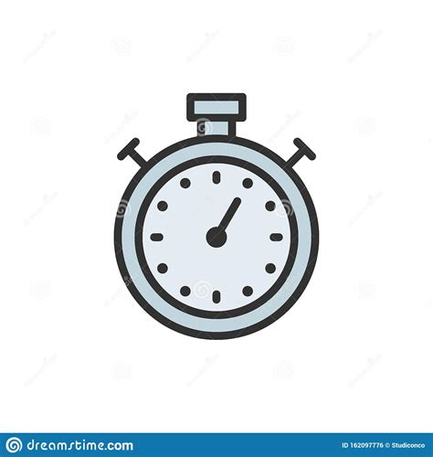 Stopwatch Timer Chronometer Flat Color Line Icon Stock Vector