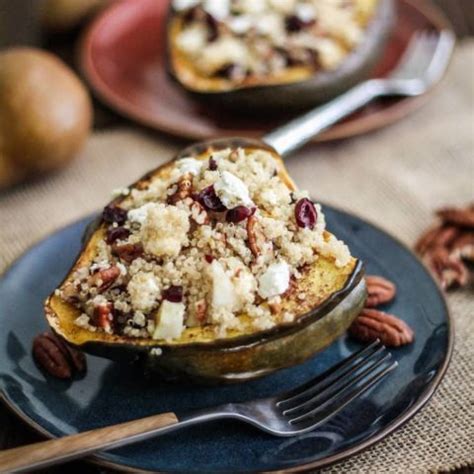 Stuffed Acorn Squash With Quinoa Pears And Pecans