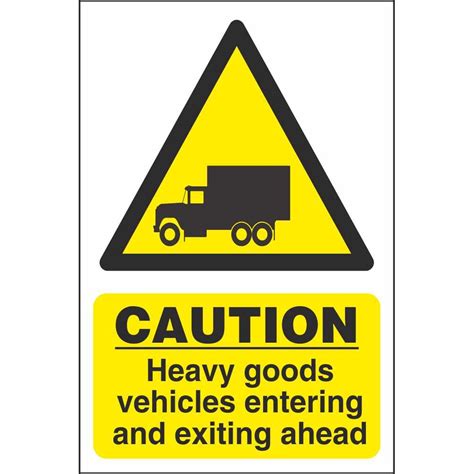 Caution Heavy Goods Vehicles Exiting Ahead Hazard Workplace Signs