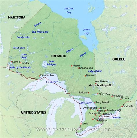 Physical Map Of Ontario Printable Map Of Ontario Printable Maps
