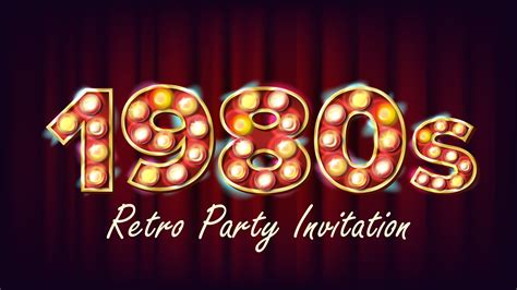 1980s Retro Party Invitation Vector 1980 Vintage Style Design Shine