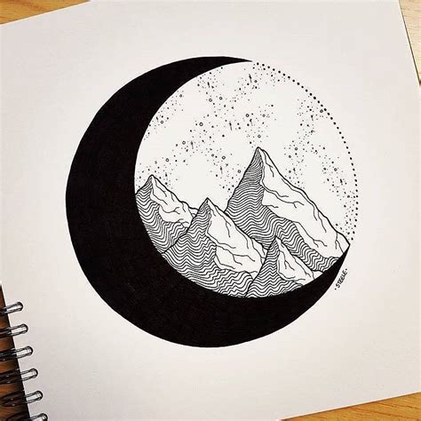 Creative Pencil Drawings Moon Roughly Sketched In Pencil Before Being