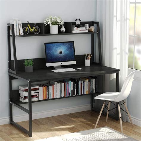 Save the bottom drawers for backup supplies, reference materials and documents that you only need to look at. Tribesigns Computer Desk with Hutch and Bookshelf, 47 ...