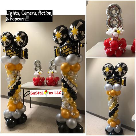 From unique centerpieces and awesome balloon arches we have all your custom decorations here! Lights, camera, action, & popcorn; balloon columns ...