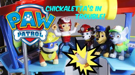 Paw Patrol Rescues Chickaletta With Marshall Chase And Rubble Nickelodeon