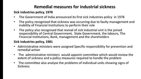 Remedial Measures For Sick Industries Youtube