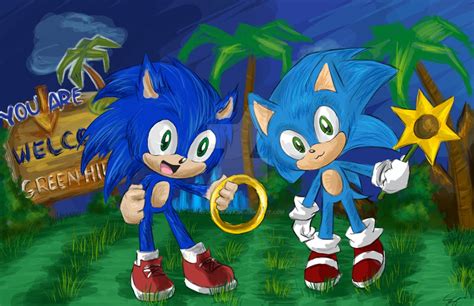 Movie Sonic And Baby Sonic In Green Hill By Sayuri Amaya On Deviantart