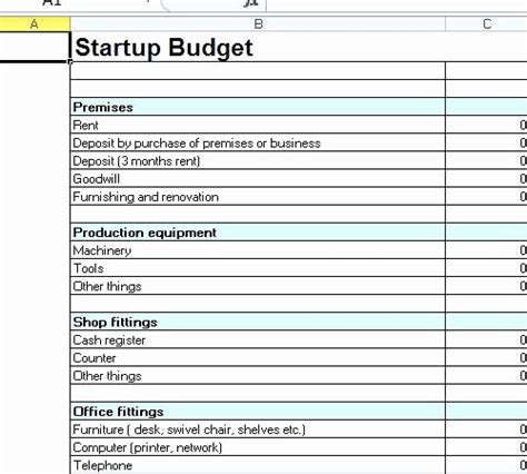 Startup Business Plan Template Excel