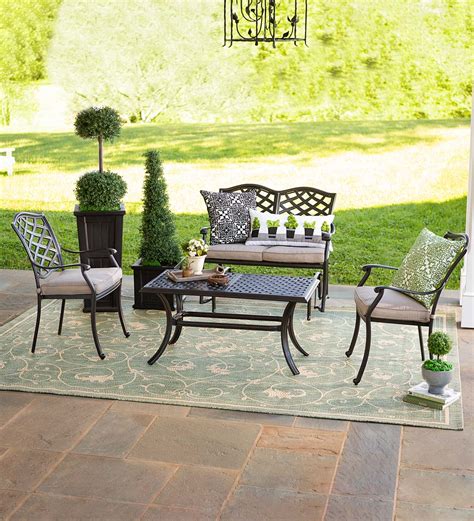 Park Grove Cast Aluminum Outdoor 4 Piece Seating Set With Cushions
