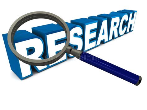 Research Word In Blue Over White Background And A Magnifying Lens Over