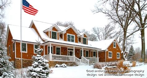 Twin Cities Suburban Farmhouse Winter Snowscape Minnesota Landscape
