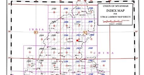 Geological Libray Myanmar Utm Index Map