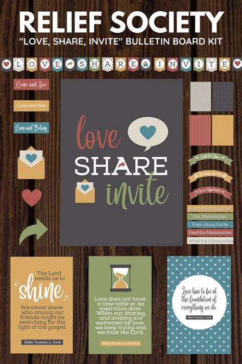 Lds Relief Society Love Share Invite Bulletin Board Kit Etsy Relief