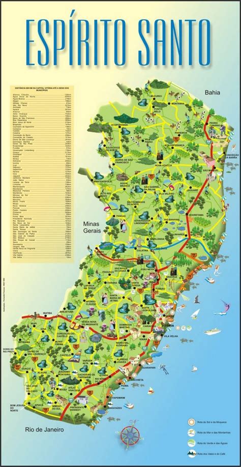 Map Of State Of Espírito Santo Brazil Mapa Turístico Espirito