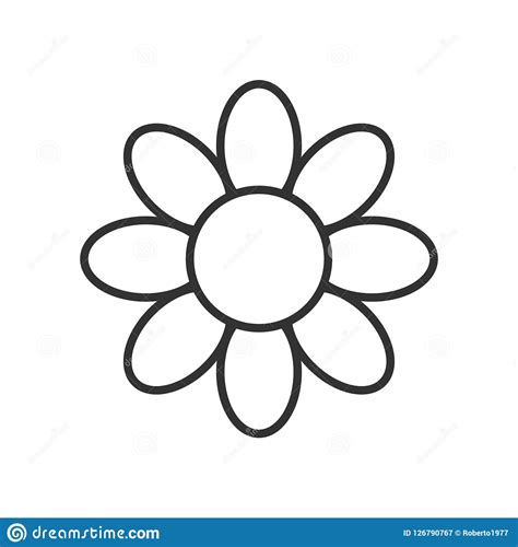 Daisy Flower Outline Icon On White Stock Vector Illustration Of