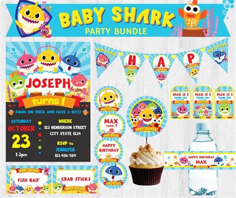 Pinkfong Baby Shark Editable Birthday Party Bundle Party Set