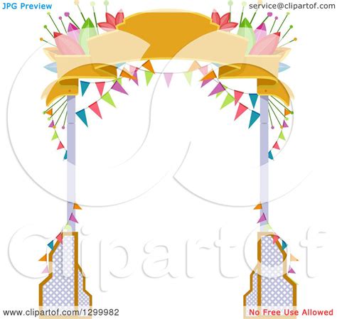 Clipart Of A Welcome Arch With Banners And Flowers Royalty Free