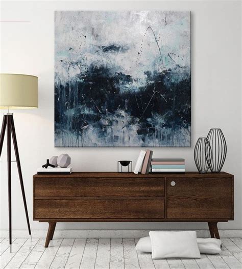 Interior Design Stories 72x30 Large Abstract Black White Painting