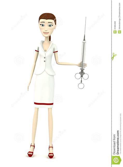 Cartoon Nurse With Needle Stock Illustration Illustration Of Medicine