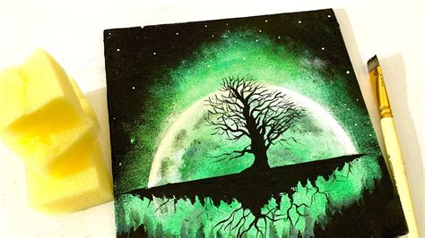 Full Moon Sticker Painting Easy Acrylic Painting Technique For