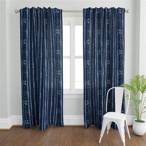 Indigo Batik Curtain Panel Indigo Shibori Stripes By Etsy Curtains