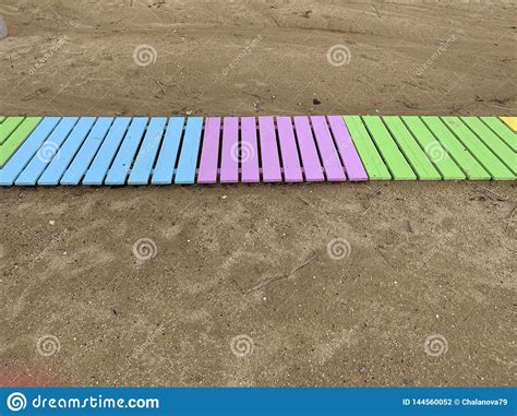 Colorful Wooden Pathway On The Beach Photo Stock Photo Image Of