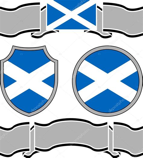 La bandiera principalmente utilizzata è la union jack. Bandiera della Scozia con striscioni — Vettoriali Stock ...